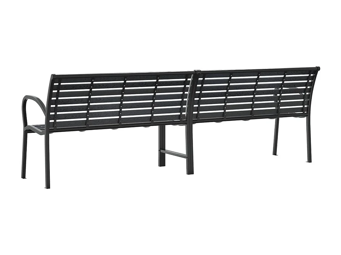 Panca da giardino doppia nera 231 cm in acciaio e WPC