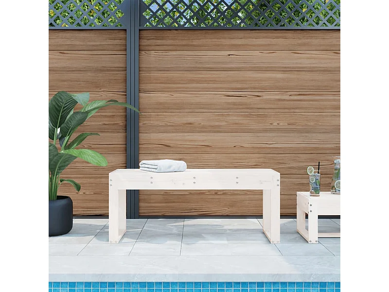 Banc de jardin blanc 110x38x45 cm bois massif de pin