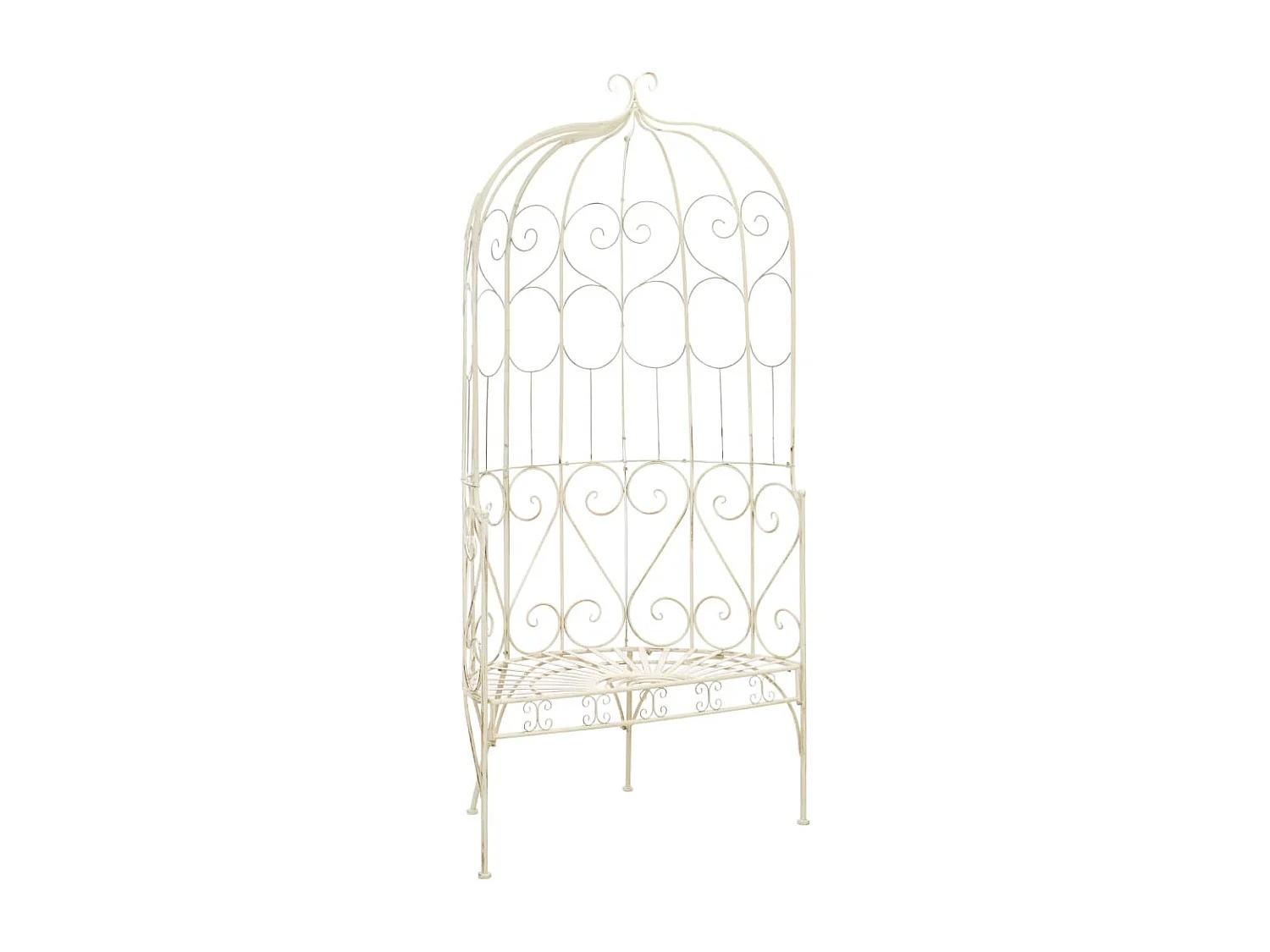 Banco de jardim 95 cm em ferro branco antigo