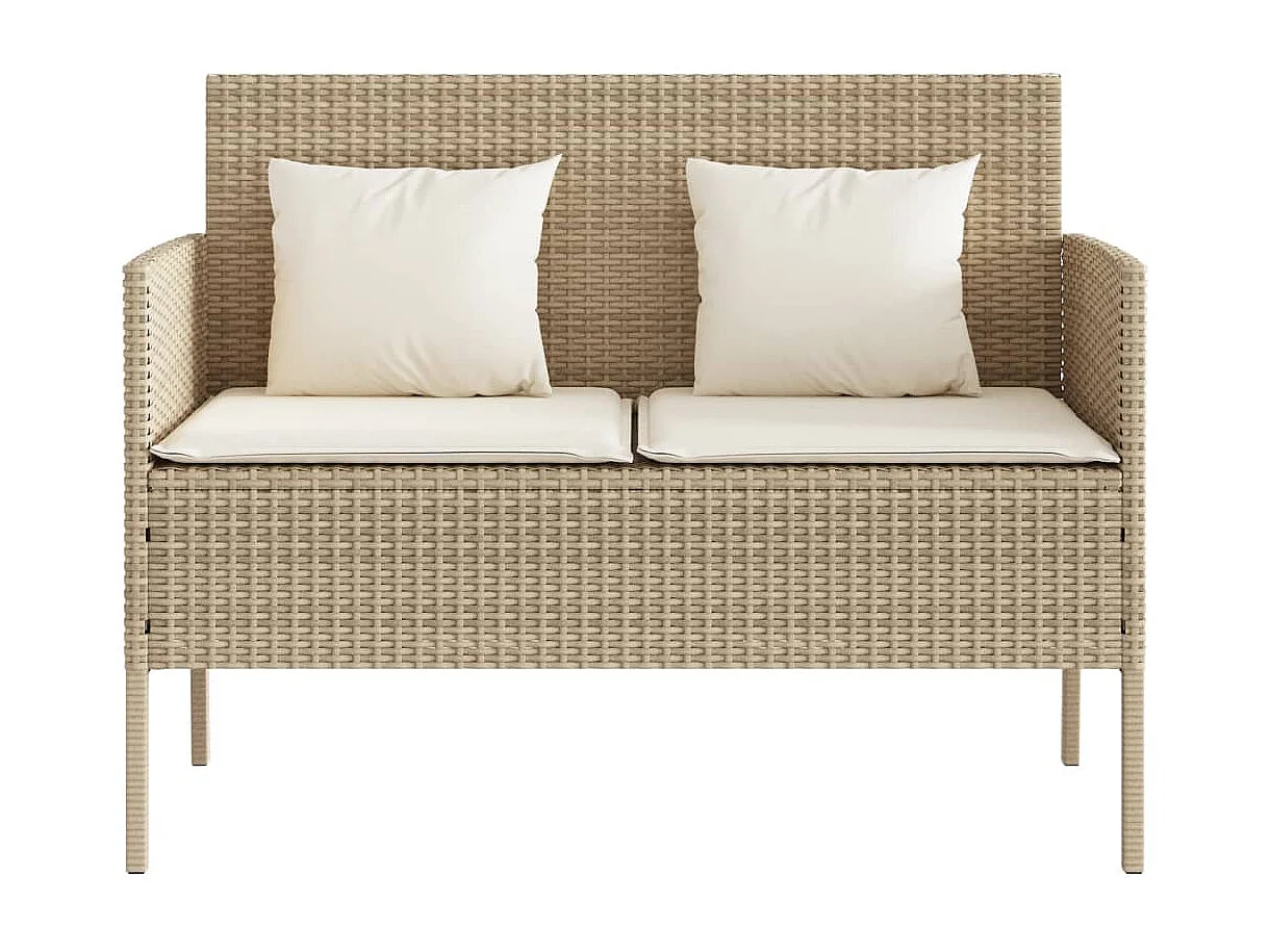 Banc de jardin avec coussins beige résine tressée