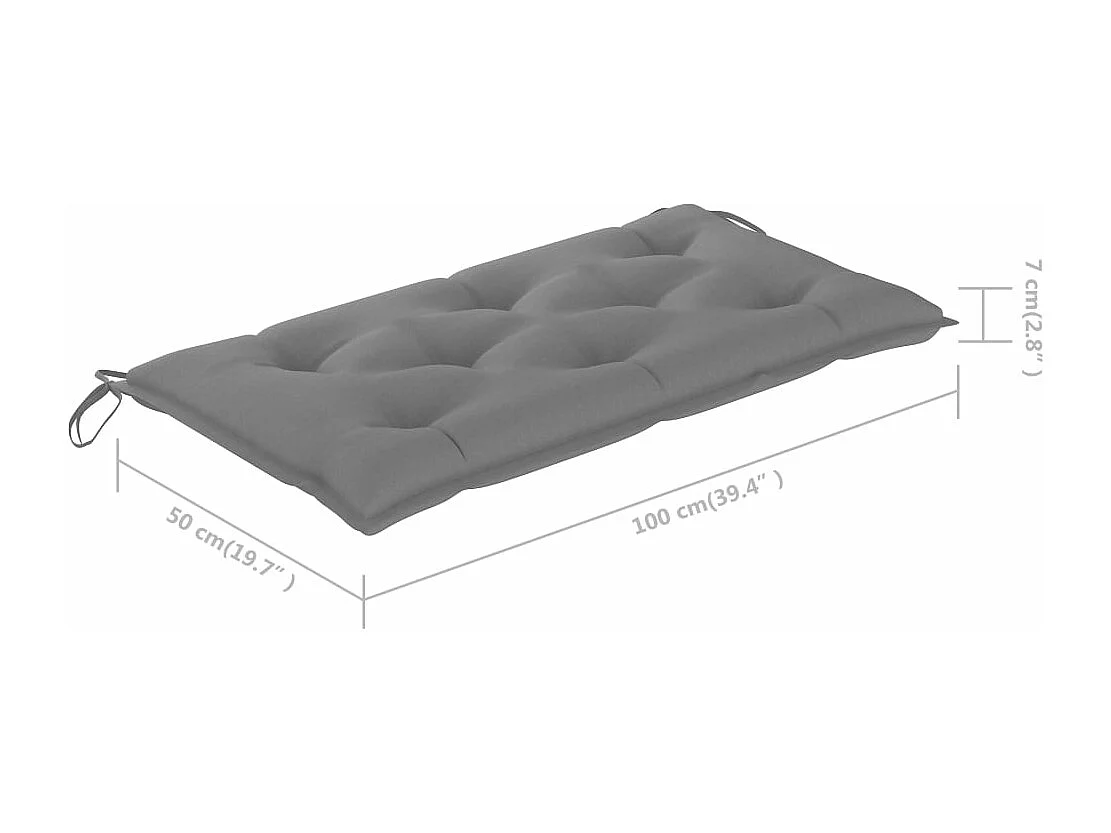 Banc de jardin avec coussin gris 112 cm Bois de teck massif