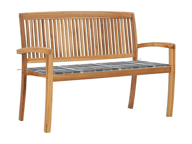 Banco de jardín apilable y cojín 128,5 cm Madera maciza de teca