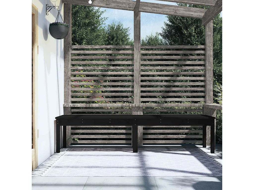 Banc de jardin à 2 places noir 203,5x44x45cm bois massif de pin