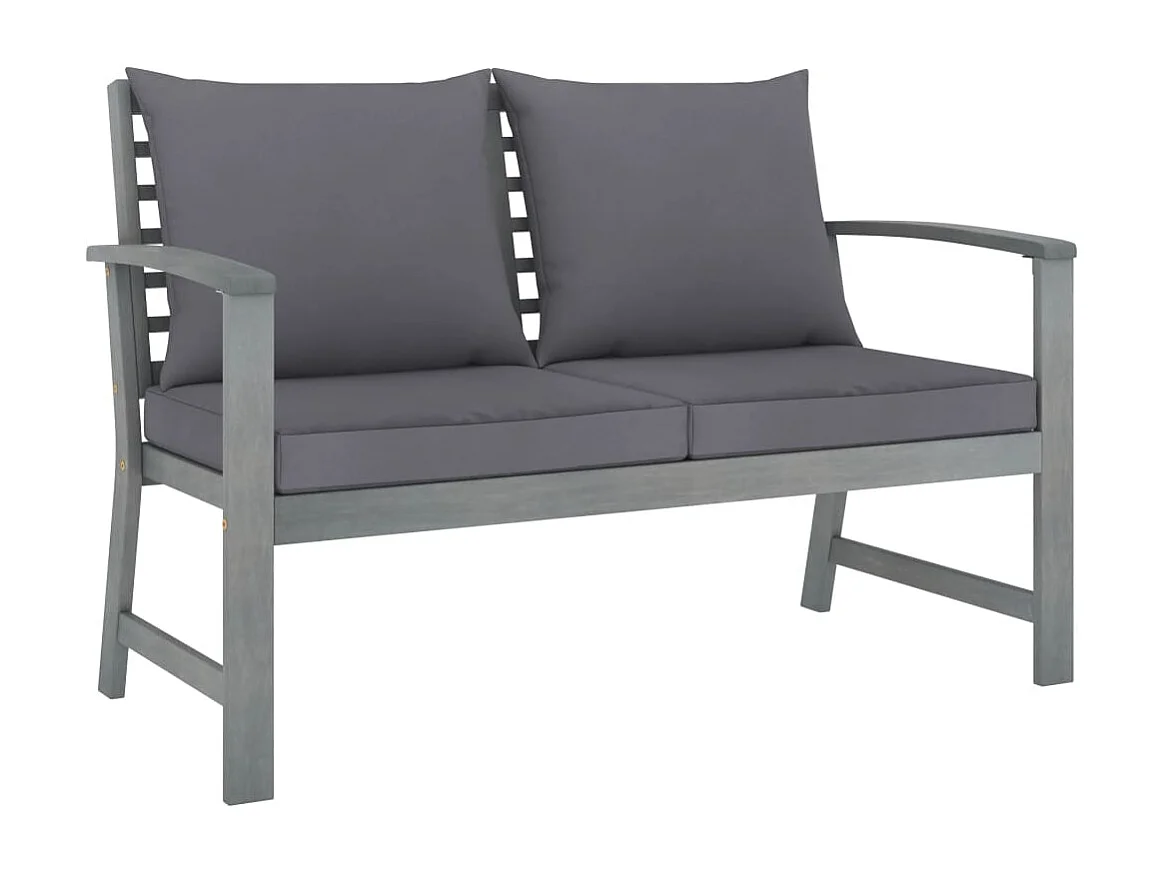 Panca da giardino 120 cm e cuscino grigio scuro Legno massello di acacia