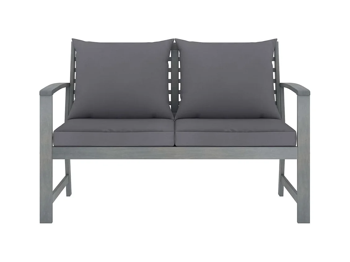 Panca da giardino 120 cm e cuscino grigio scuro Legno massello di acacia