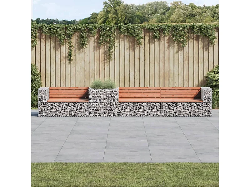 Panca da giardino con gabbione in legno massello di abete Douglas