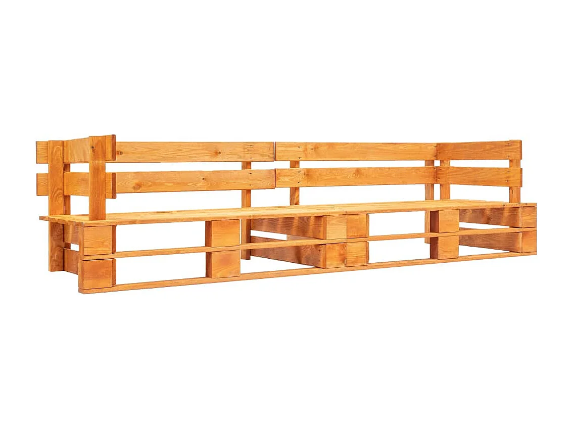 Divano da giardino pallet a 2 posti, legno marrone miele