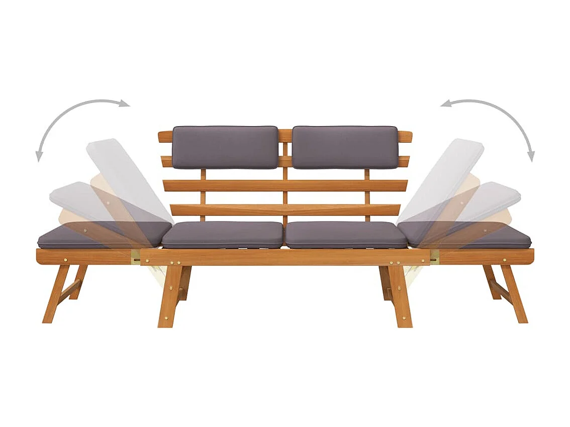 Loungesessel mit Kissen 2-in-1 190 cm Massives Akazienholz