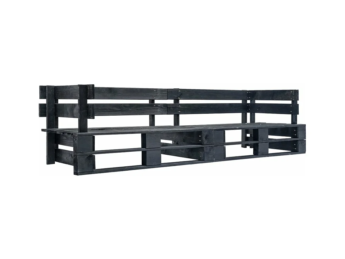 Divano pallet a 2 posti in legno nero da giardino