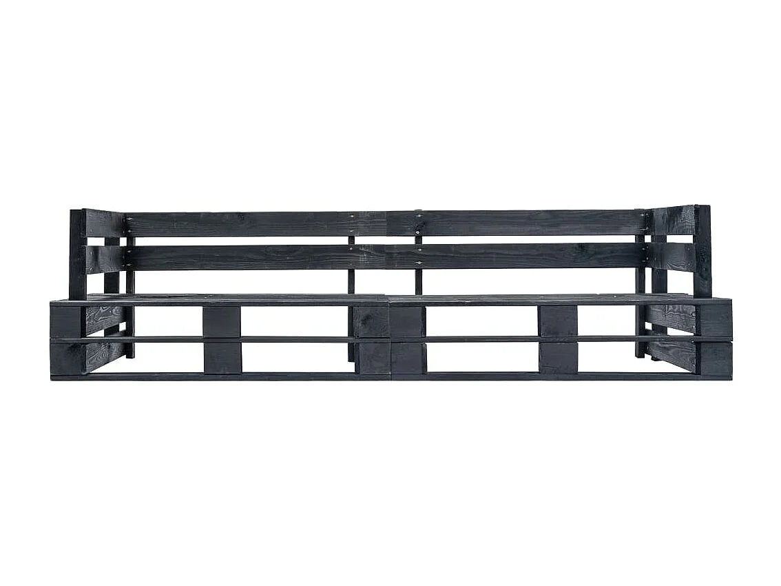 Divano pallet a 2 posti in legno nero da giardino