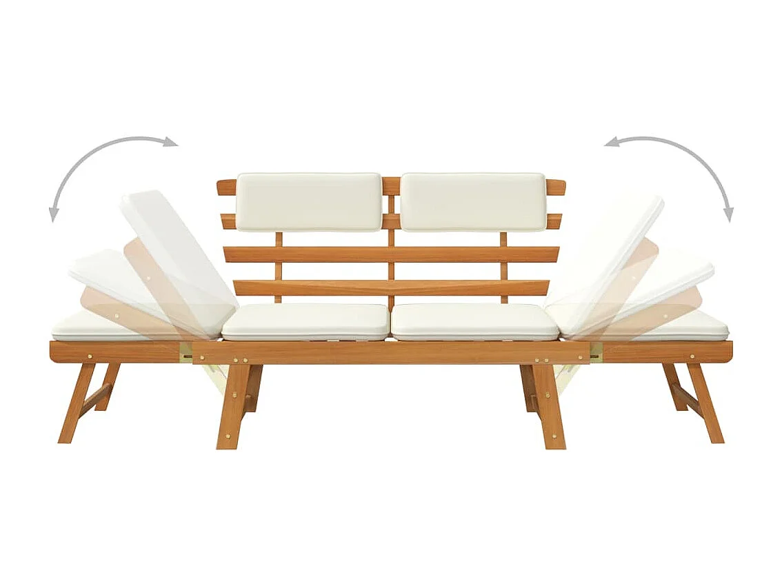 Panca da giardino con cuscini 2 in 1 190 cm Legno massello di acacia