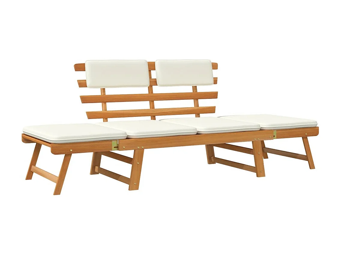 Banc de jardin avec coussins 2-en-1 190 cm Bois solide d'acacia