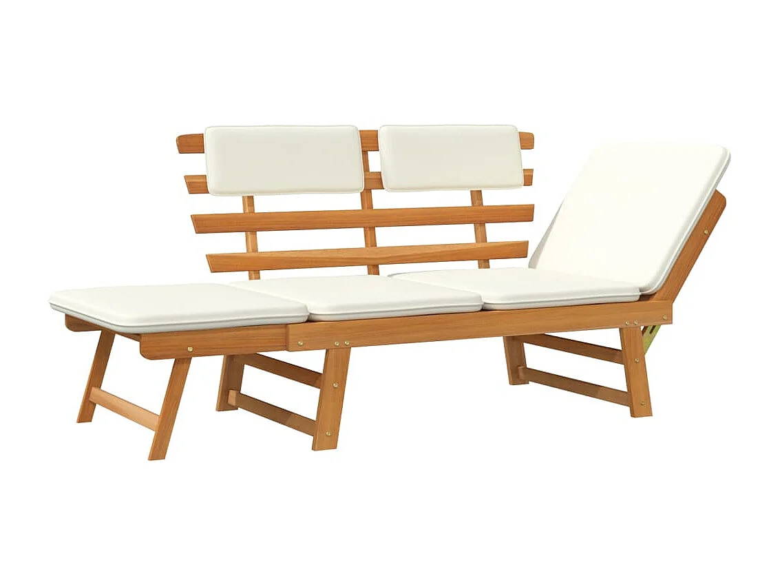 Banc de jardin avec coussins 2-en-1 190 cm Bois solide d'acacia