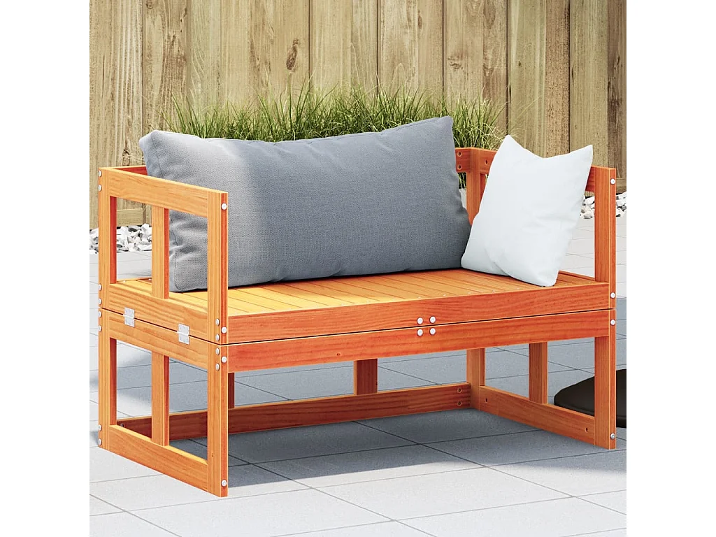 Canapé de jardin extensible cire marron bois massif de pin