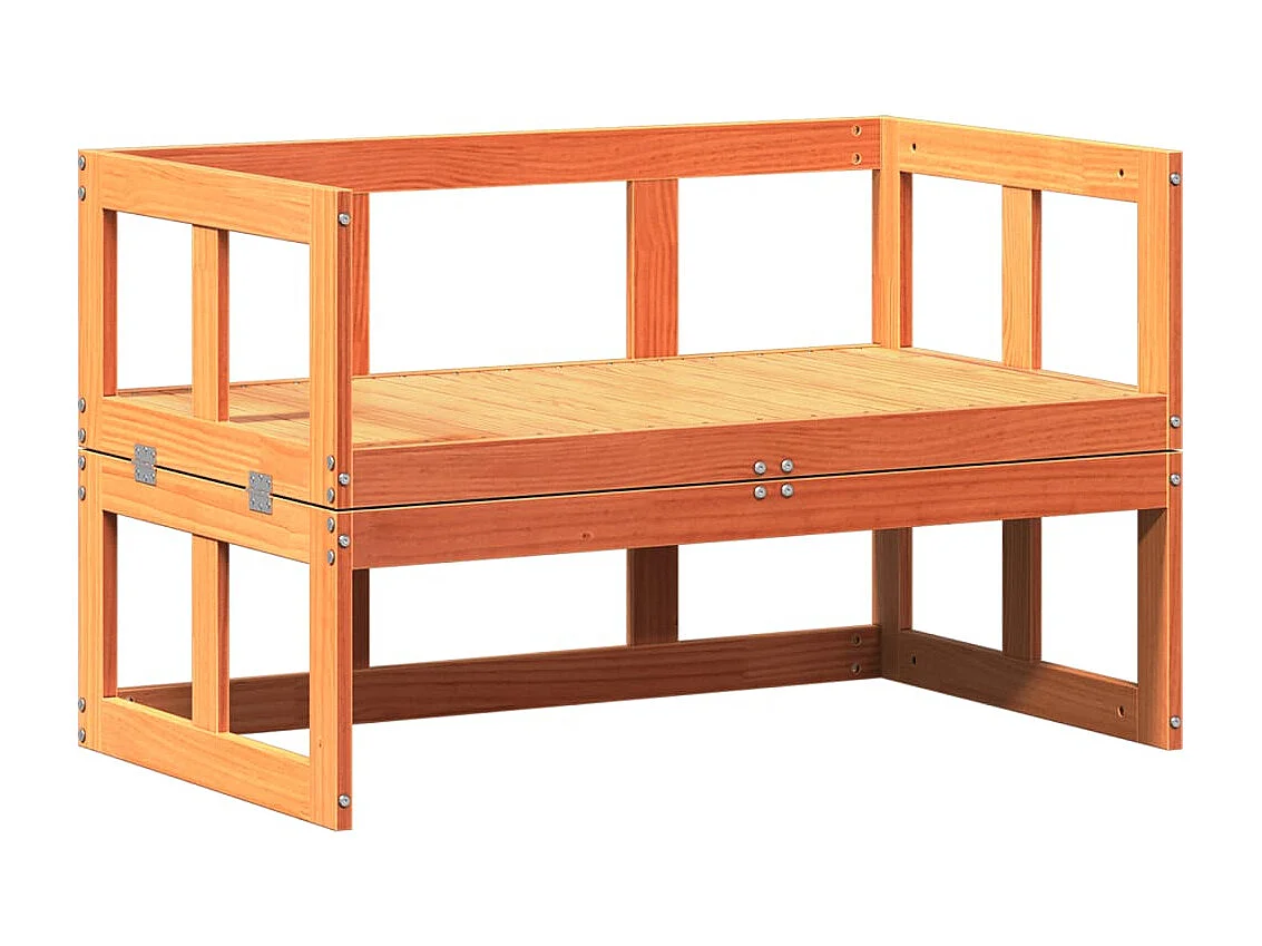 Canapé de jardin extensible cire marron bois massif de pin