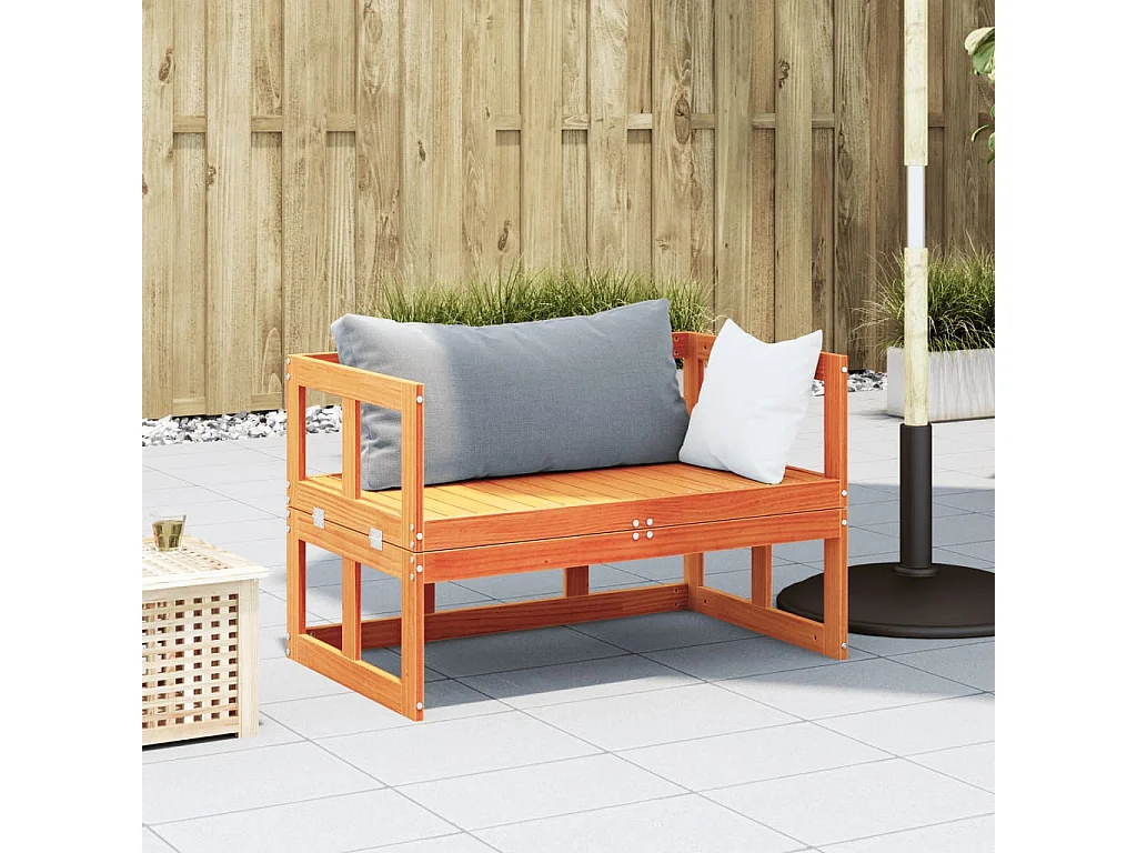 Canapé de jardin extensible cire marron bois massif de pin