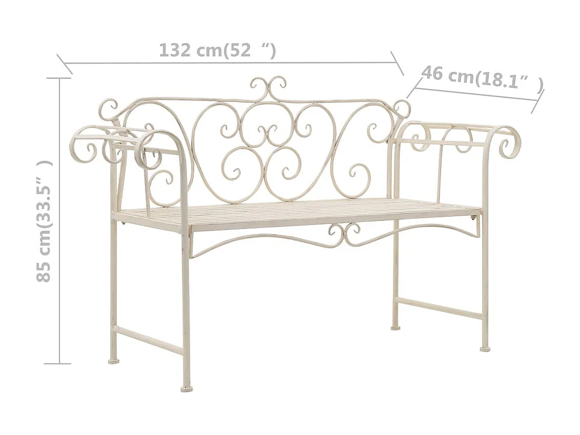 Tuinbank 132 cm Antiek Metaal Wit