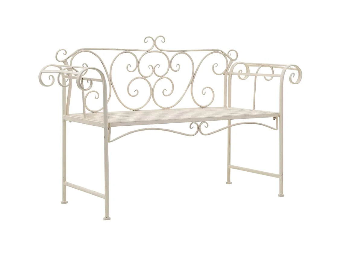 Banc de jardin 132 cm Métal Antique Blanc