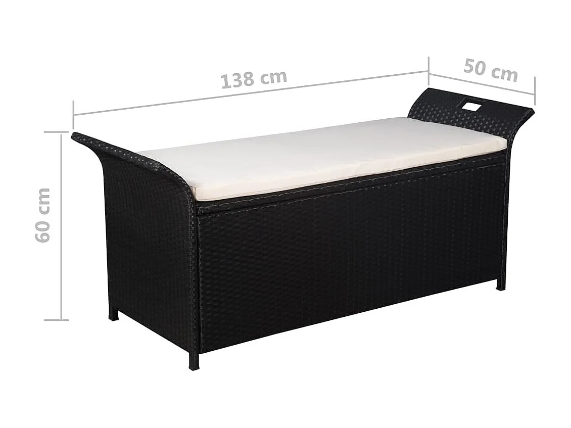 Banc de jardin avec coussin 138 cm Résine tressée Noir