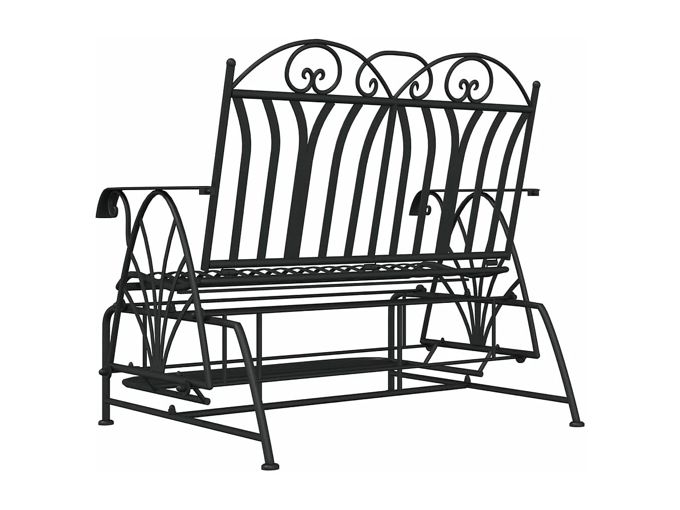 Banc coulissant 2 places 114 cm Noir Acier