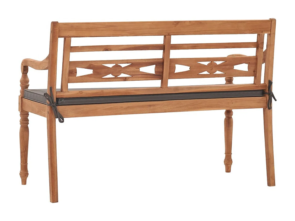 Banc Batavia avec coussin gris foncé 120 cm Bois de teck massif