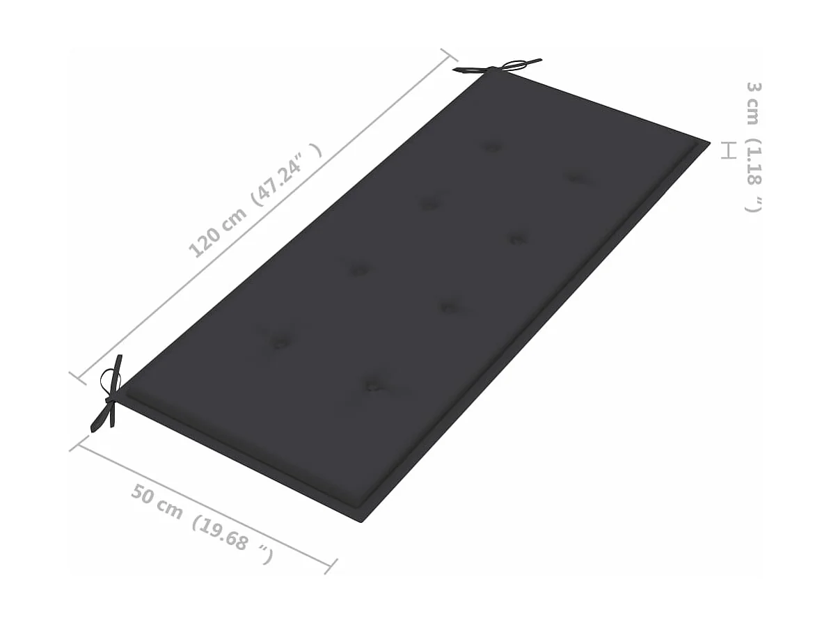 Banco de jardín plegable con cojín 118 cm Bambú