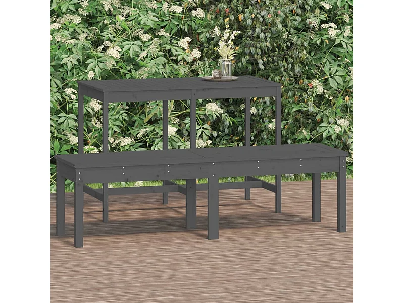 Banco de jardín 2 plazas gris madera de pino macizo 159,5x44x45cm