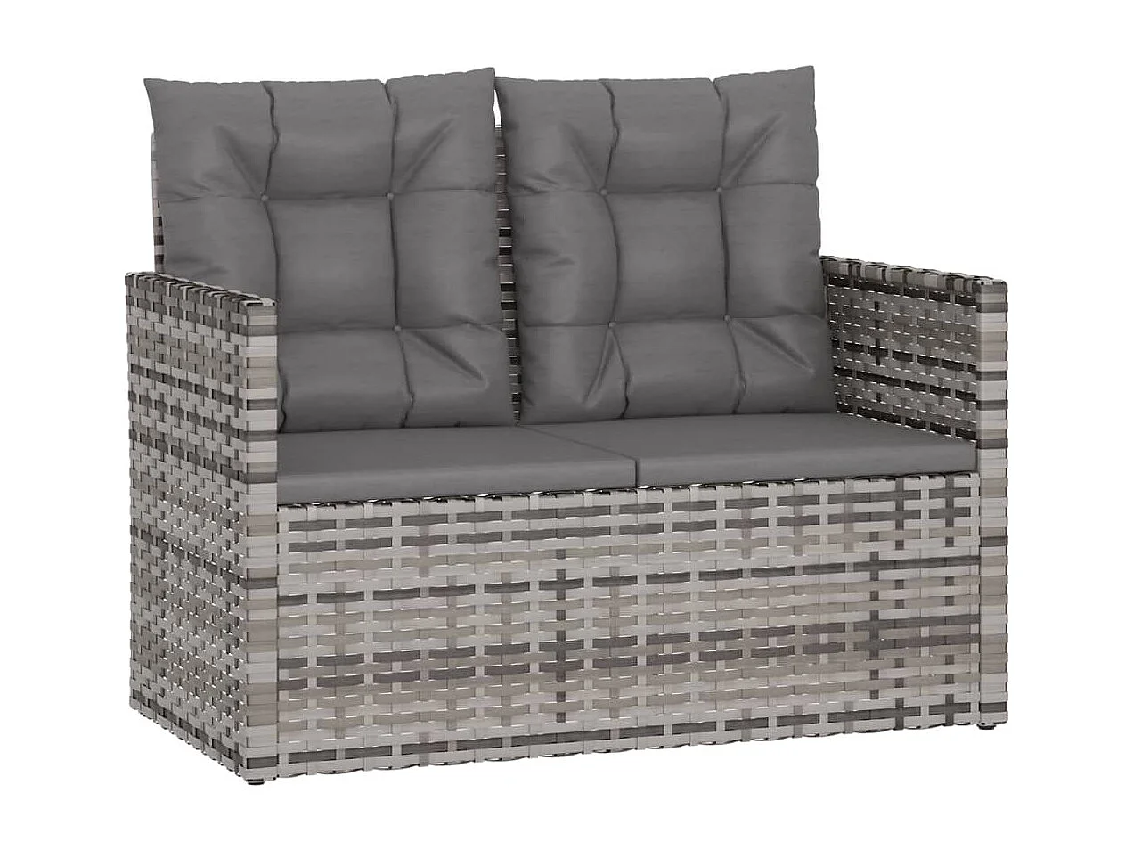 Banc de jardin avec coussins Gris 105 cm Résine tressée