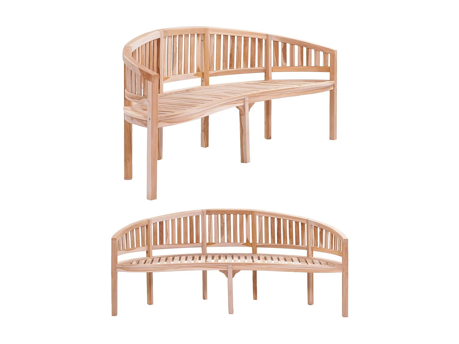 Banc de jardin en forme de banane 200 cm bois de teck solide