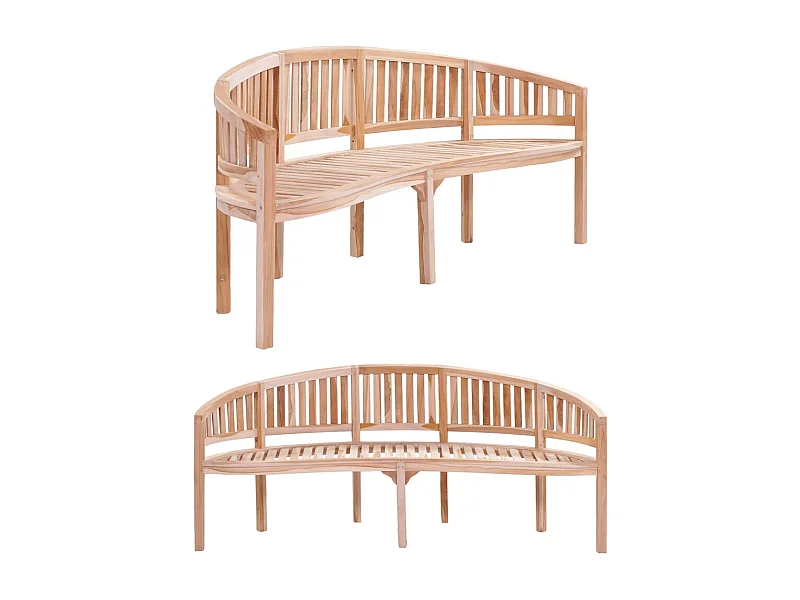 Bananenförmige Gartenbank 200 cm aus massivem Teakholz