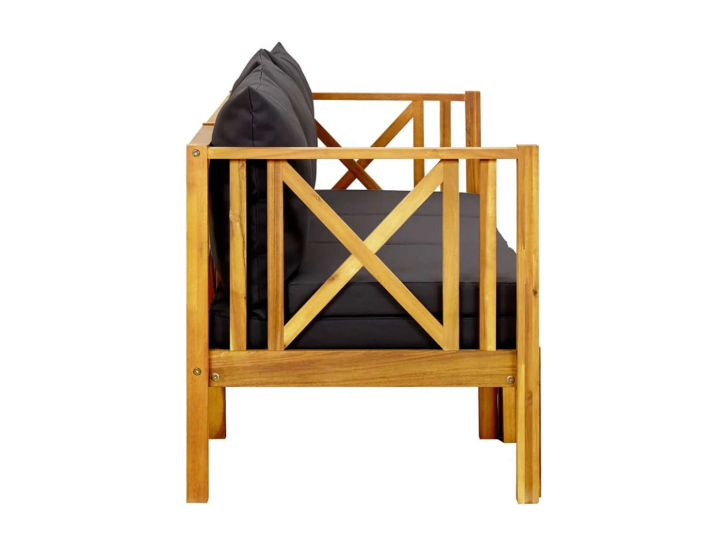 Panca da giardino a 3 posti e cuscini 179 cm Legno massello di acacia