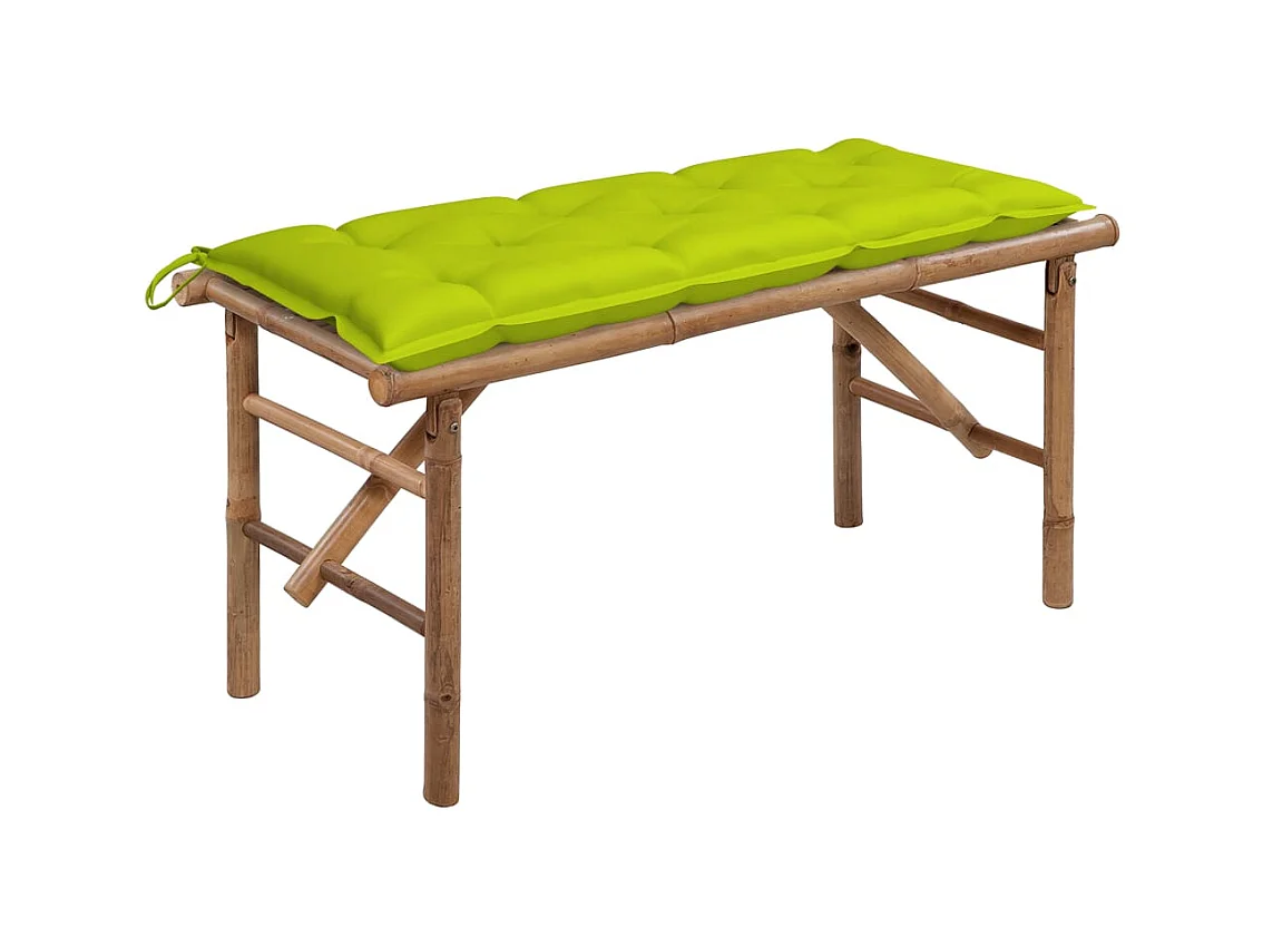 Banc de jardin pliable avec coussin 118 cm Bambou