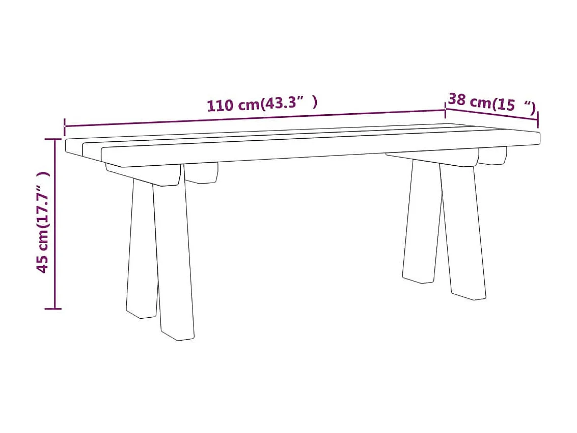 Banc de jardin 110 cm bois de pin massif imprégné