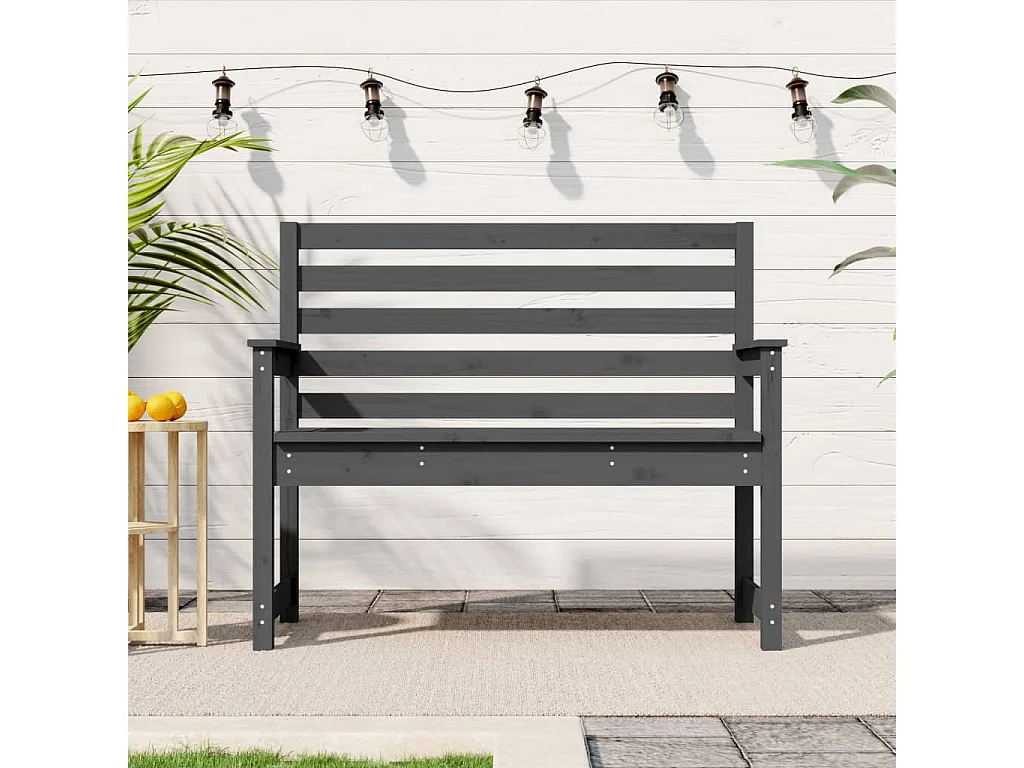 Graue Gartenbank 109x48x91,5 cm aus massivem Kiefernholz