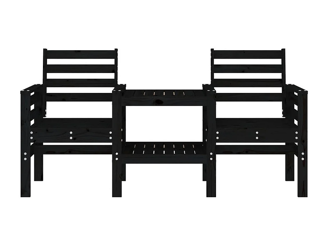 Banc de jardin avec table 2 places noir bois massif de pin