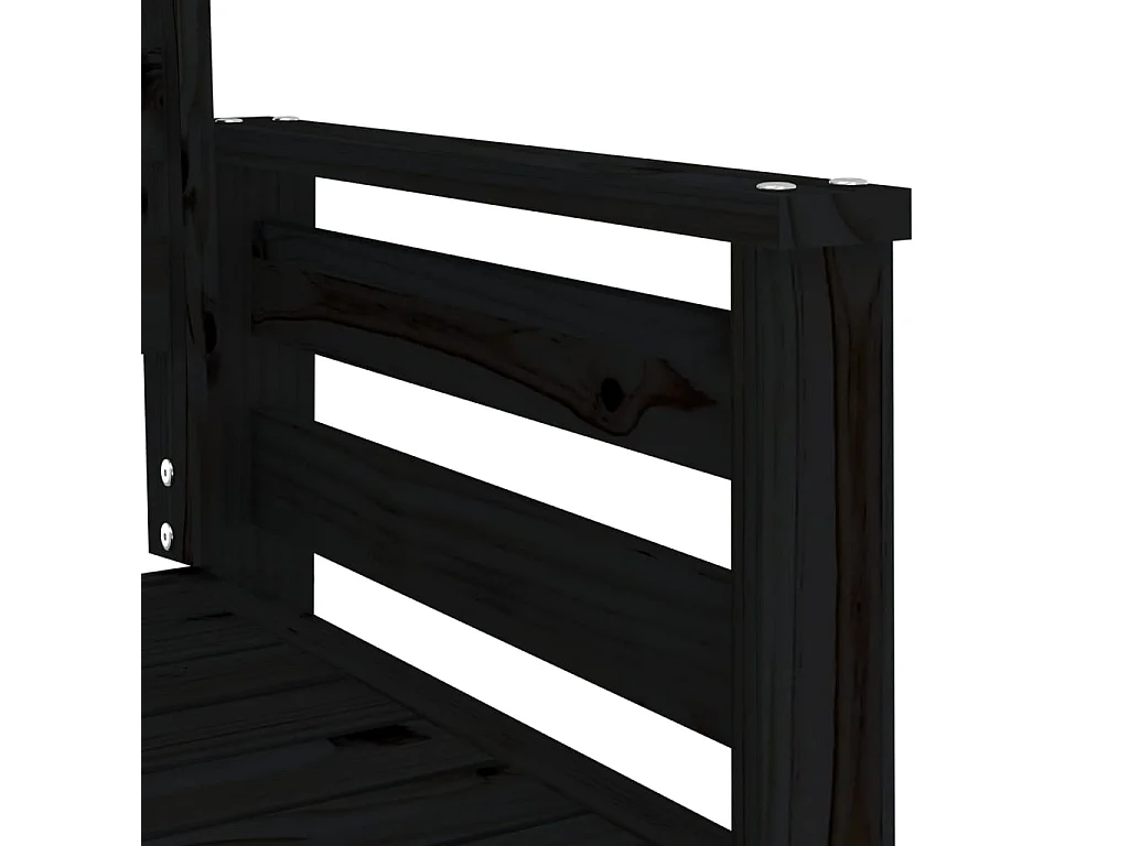 Banc de jardin avec table 2 places noir bois massif de pin