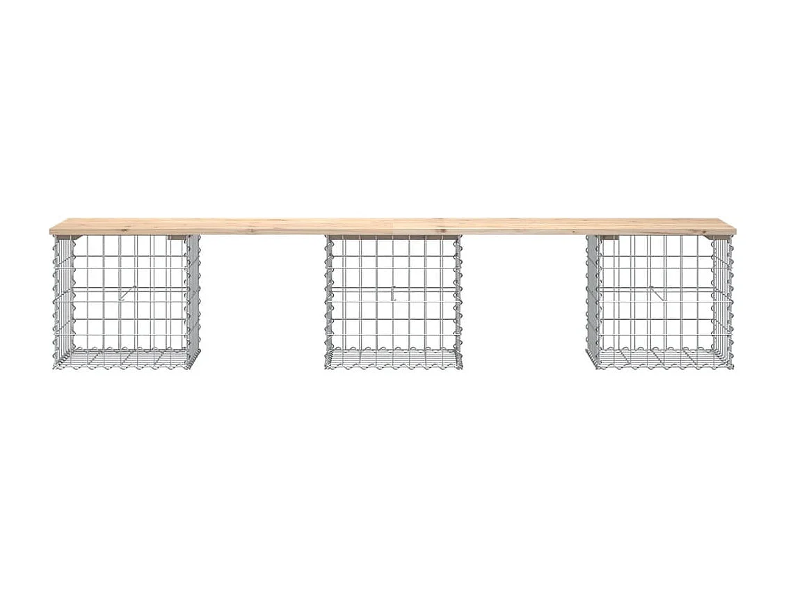 Panca da giardino gabbione di design 203x44x42 cm in legno di pino massiccio