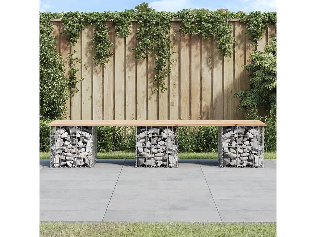 Banc de jardin design de gabion 203x44x42 cm bois massif de pin