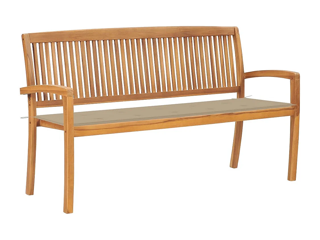Panca da giardino impilabile e cuscino 159 cm Legno massello di teak
