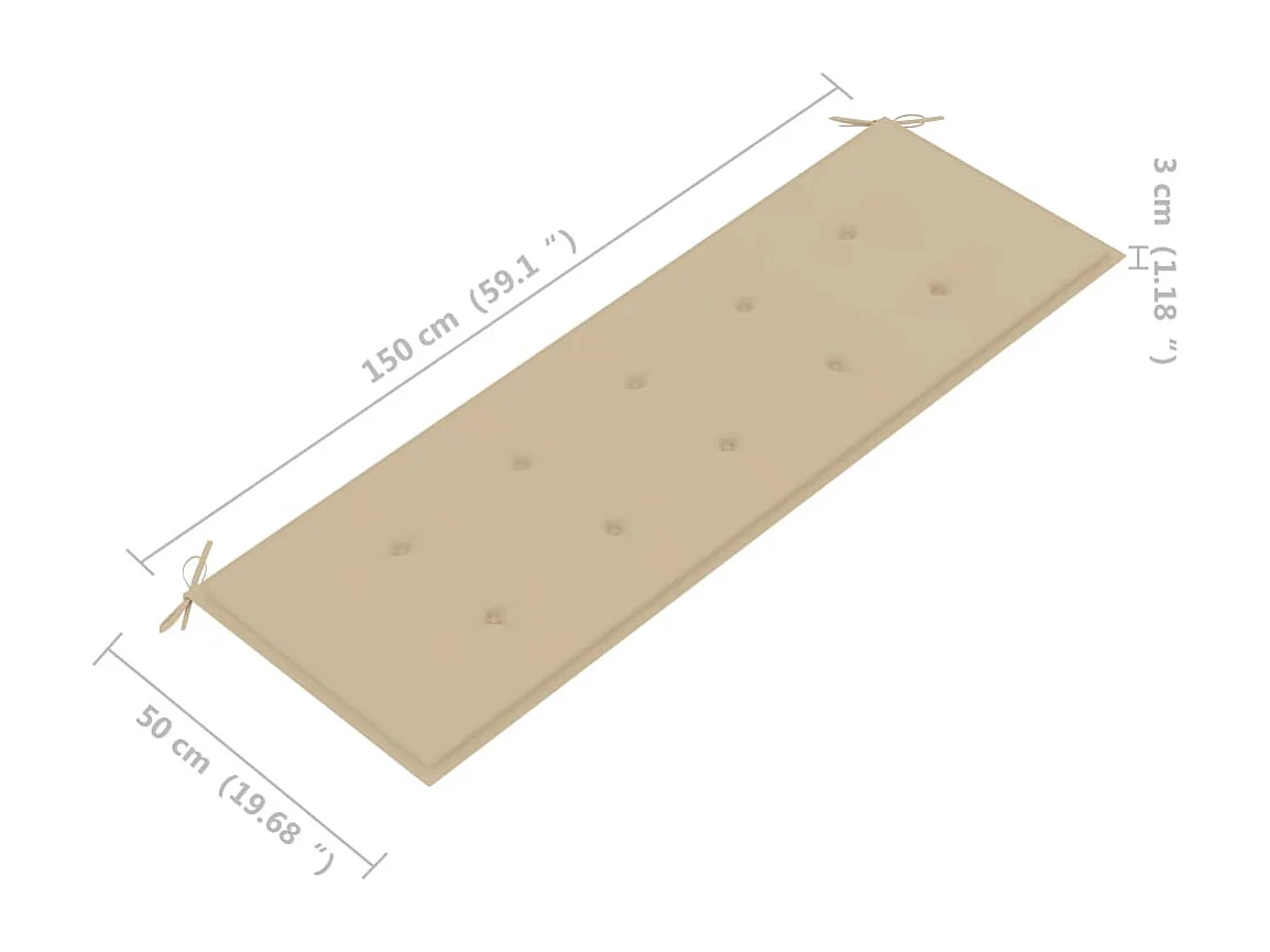 Panca da giardino impilabile e cuscino 159 cm Legno massello di teak