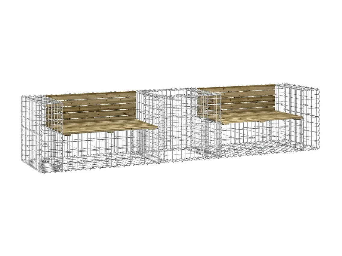 Banc de jardin avec panier en gabion bois de pin imprégné