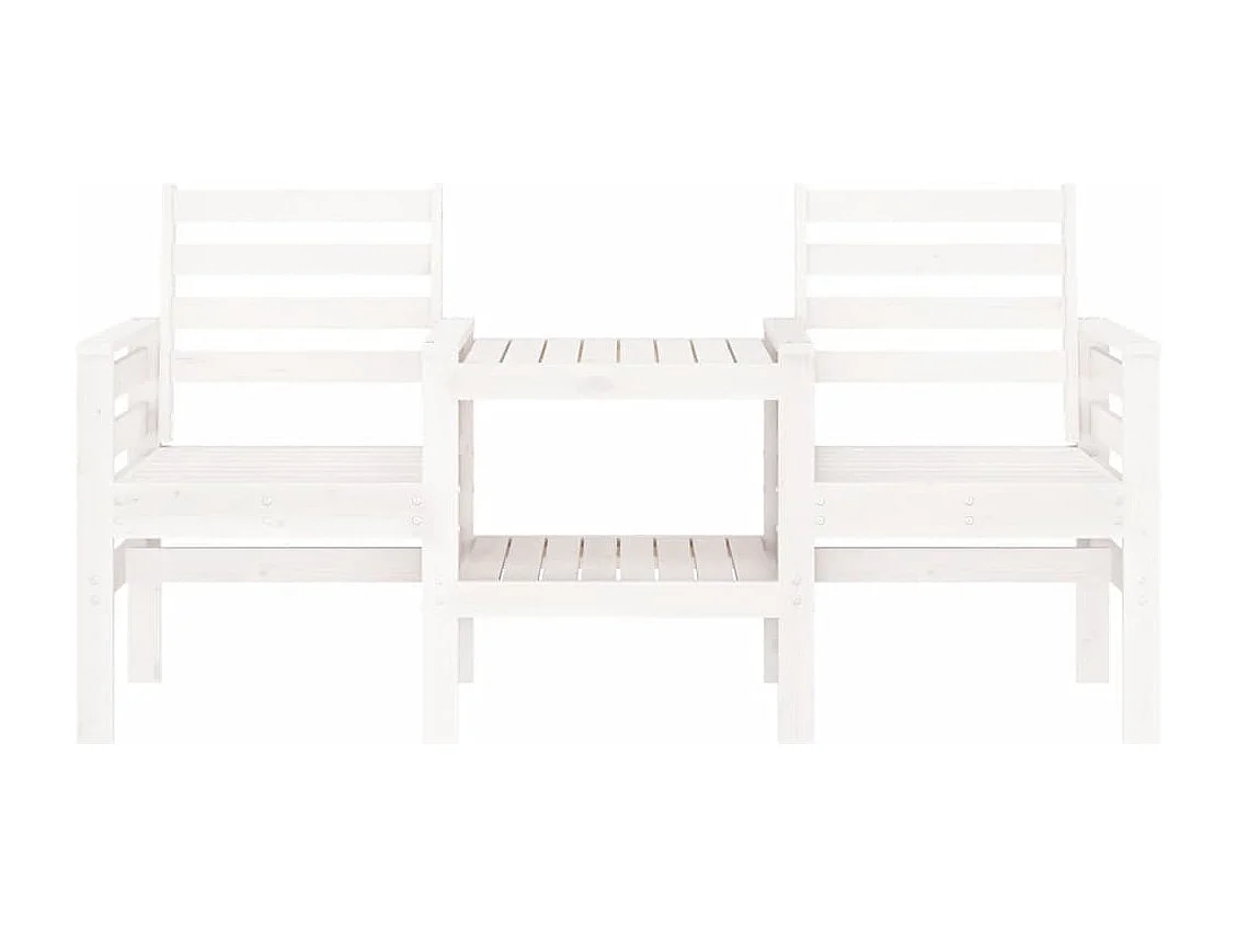 Banc de jardin avec table 2 places blanc bois massif de pin