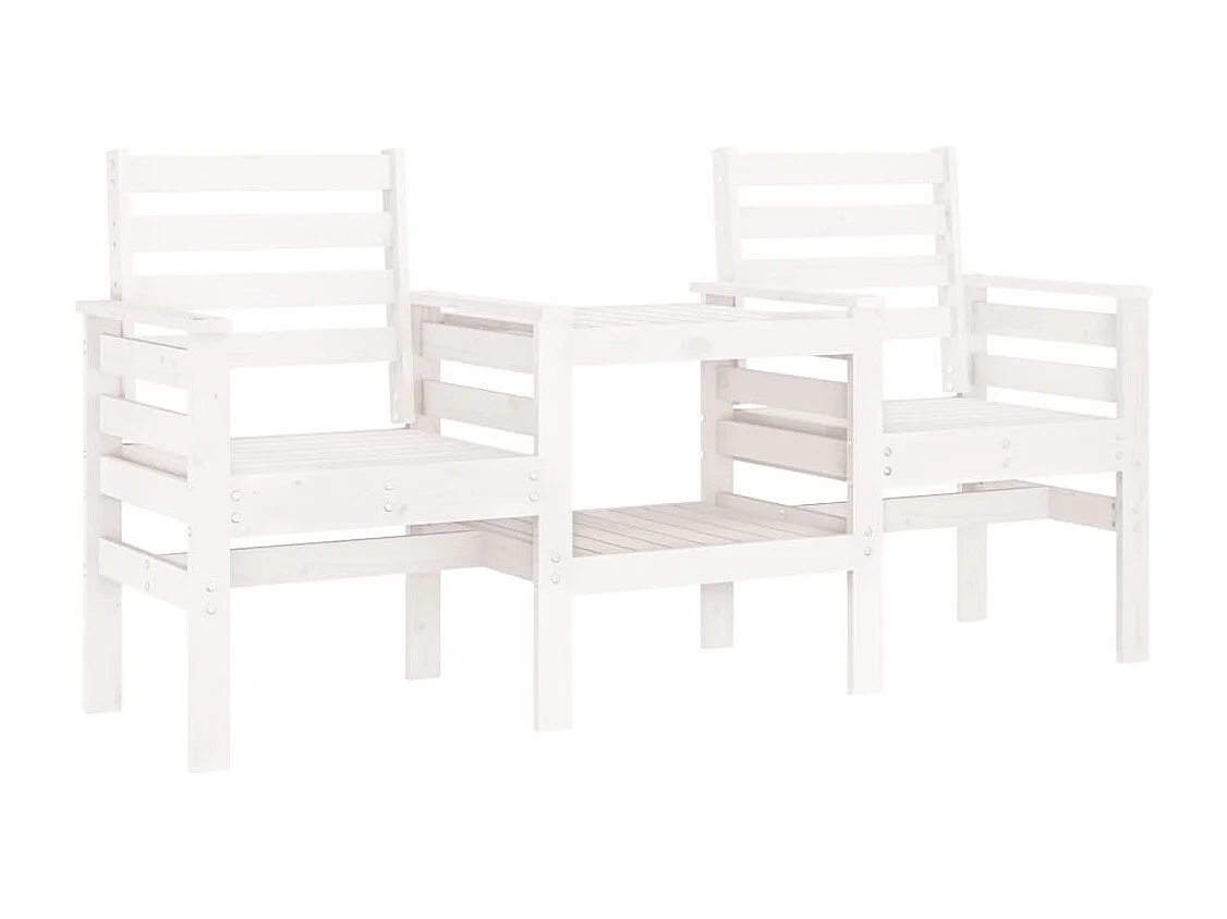 Banco de jardim com mesa de 2 lugares em madeira maciça de pinho branco