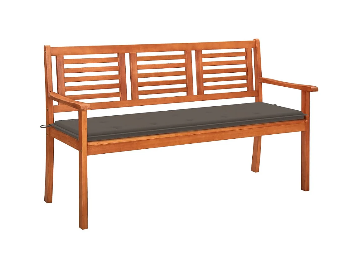 Banc de jardin 3 places avec coussin 150 cm Bois d'eucalyptus