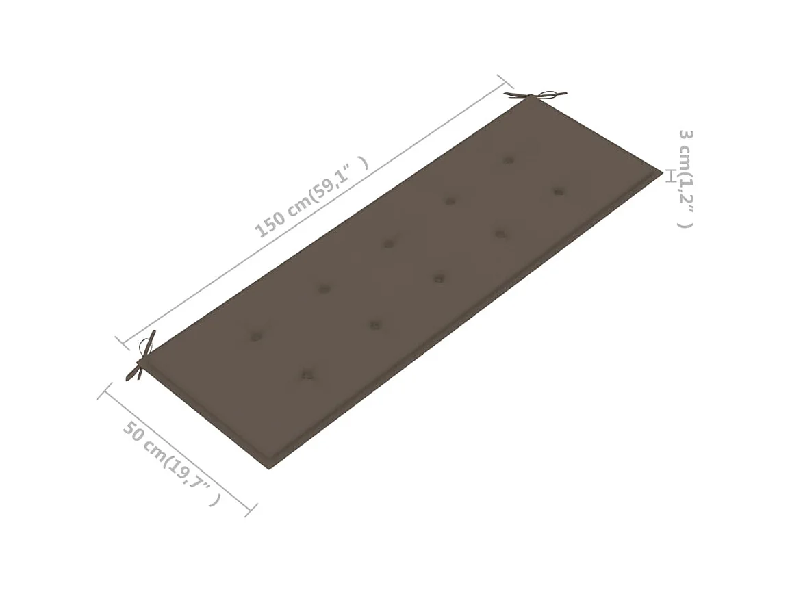Banc de jardin 3 places avec coussin 150 cm Bois d'eucalyptus