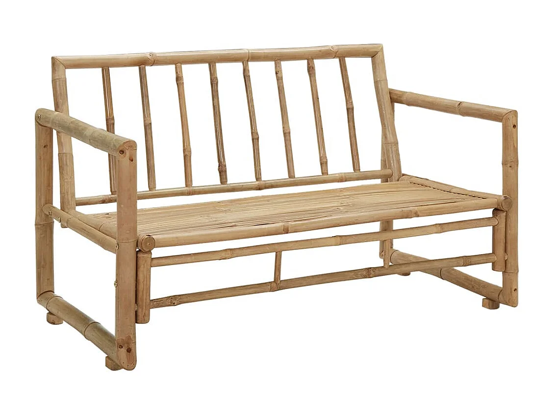 Panca da giardino con cuscini 115 cm Bambù