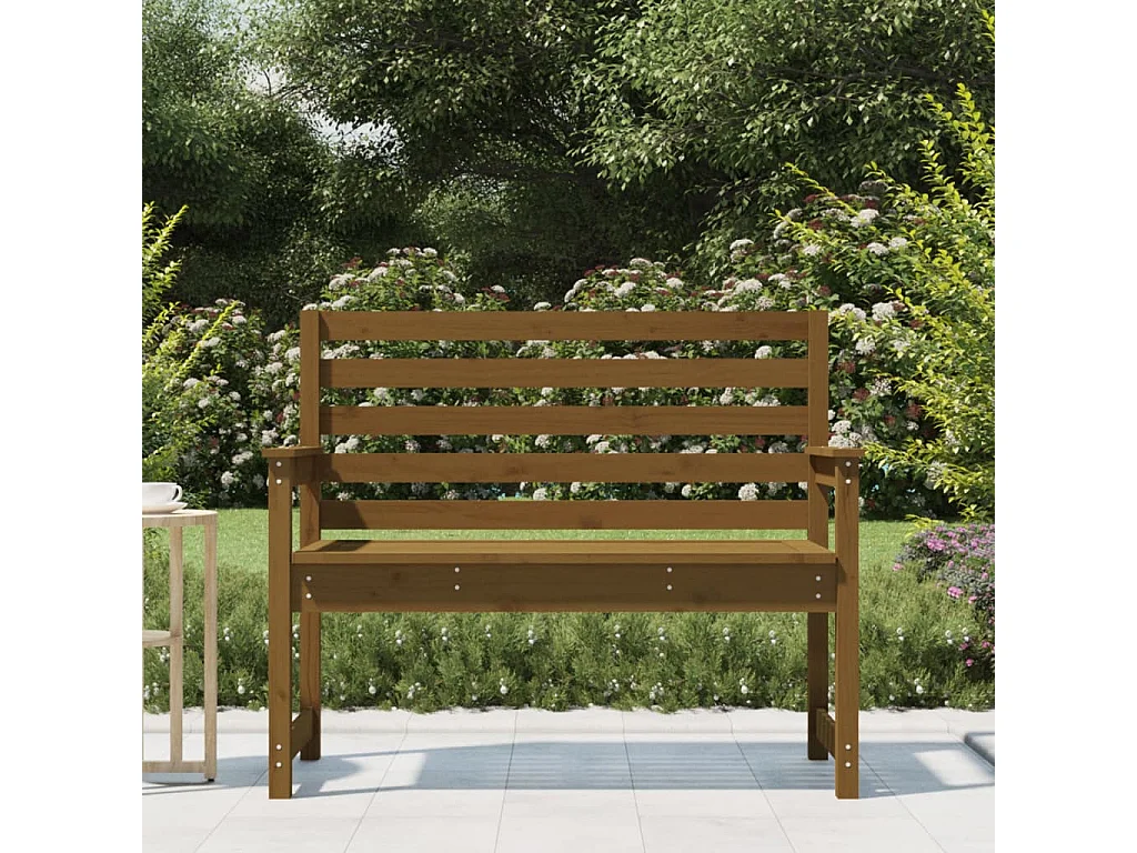 Banc de jardin marron miel 109x48x91,5 cm bois de pin massif