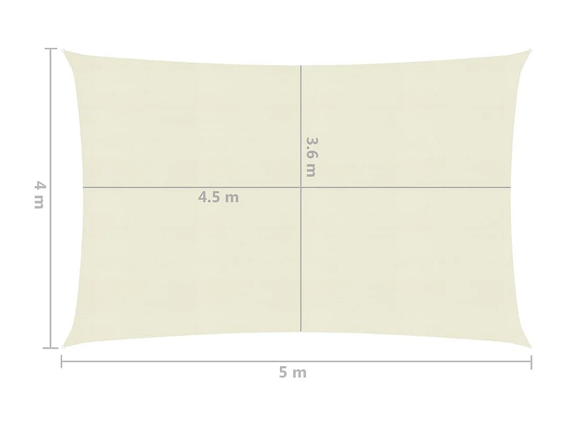 Voile d'ombrage 160 g/m² Crème 4x5 m PEHD