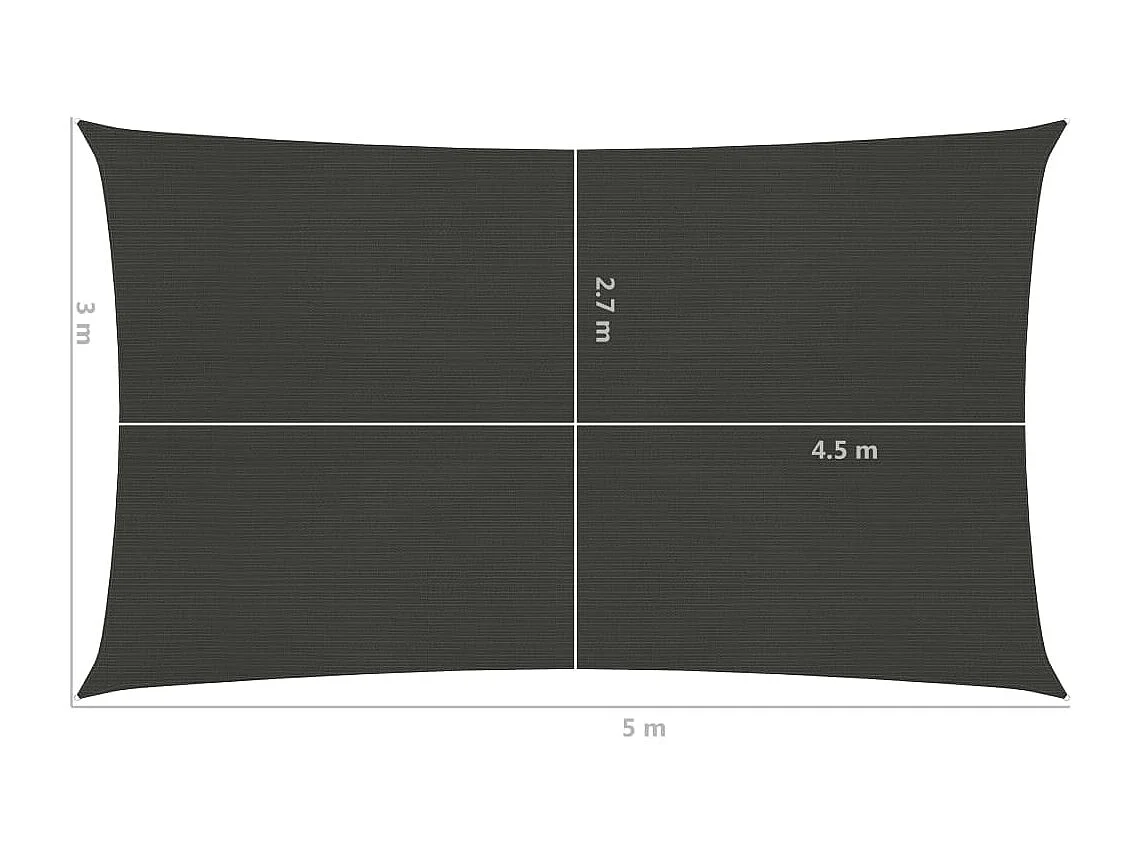 Voile d'ombrage 160 g/m² Anthracite 3x5 m PEHD