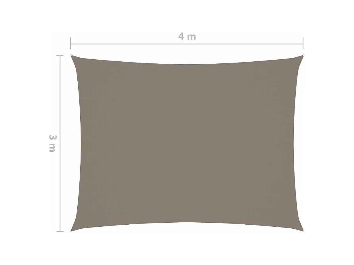 Voile de parasol tissu oxford rectangulaire 3x4 m taupe